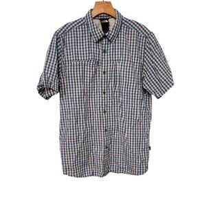 The North Face Plaid Shirt Button Down Nylon Polyester Outdoor Mens Medium